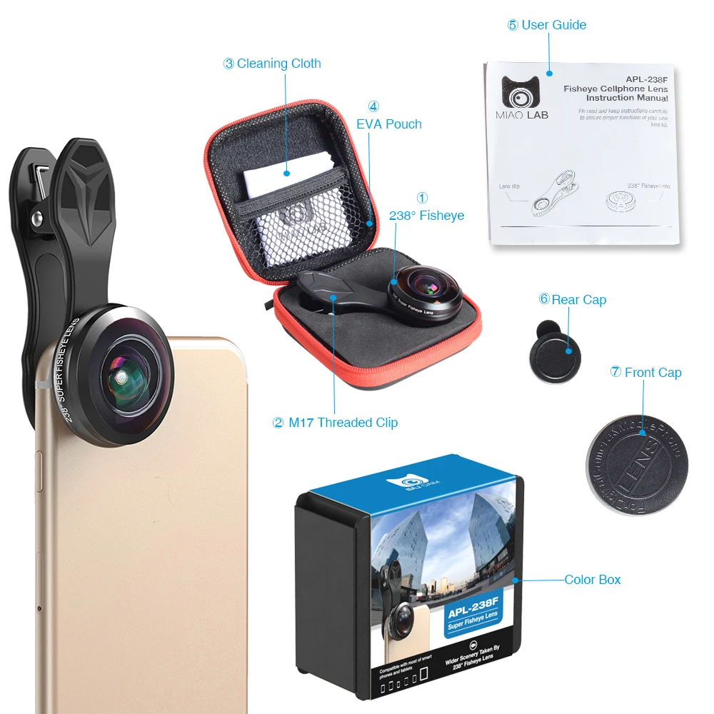 Apexel Full Frame 238 Degree Fisheye Lens,Panoramic Camera Lenses 8mm