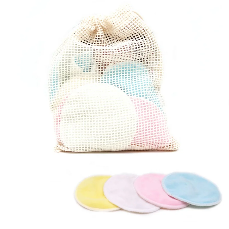 

Bamboo Cotton Makeup Remover Facial Pads 12 Pack With Laundry Bag, Blue;white;pink;yellow