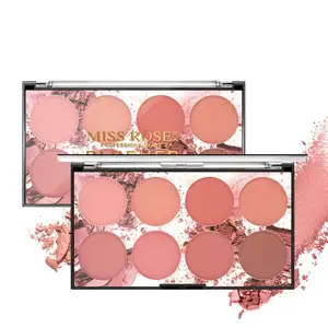 Private Label Long Lasting Cheap 8 Color Face Blush Palette with Brush for Women 2