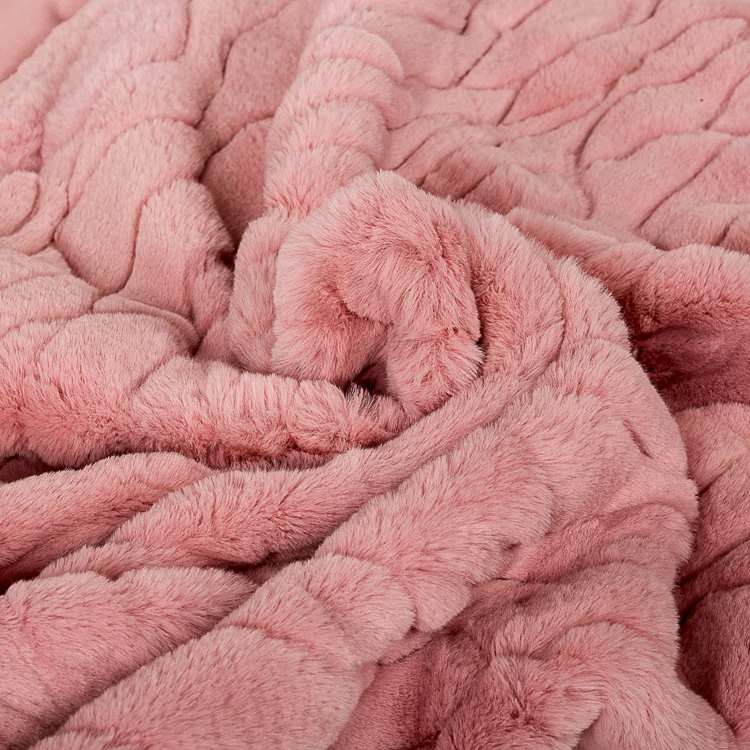Softly 75d 100 Polyester Wholesale Faux Rabbit Fur Fabric For Bedding