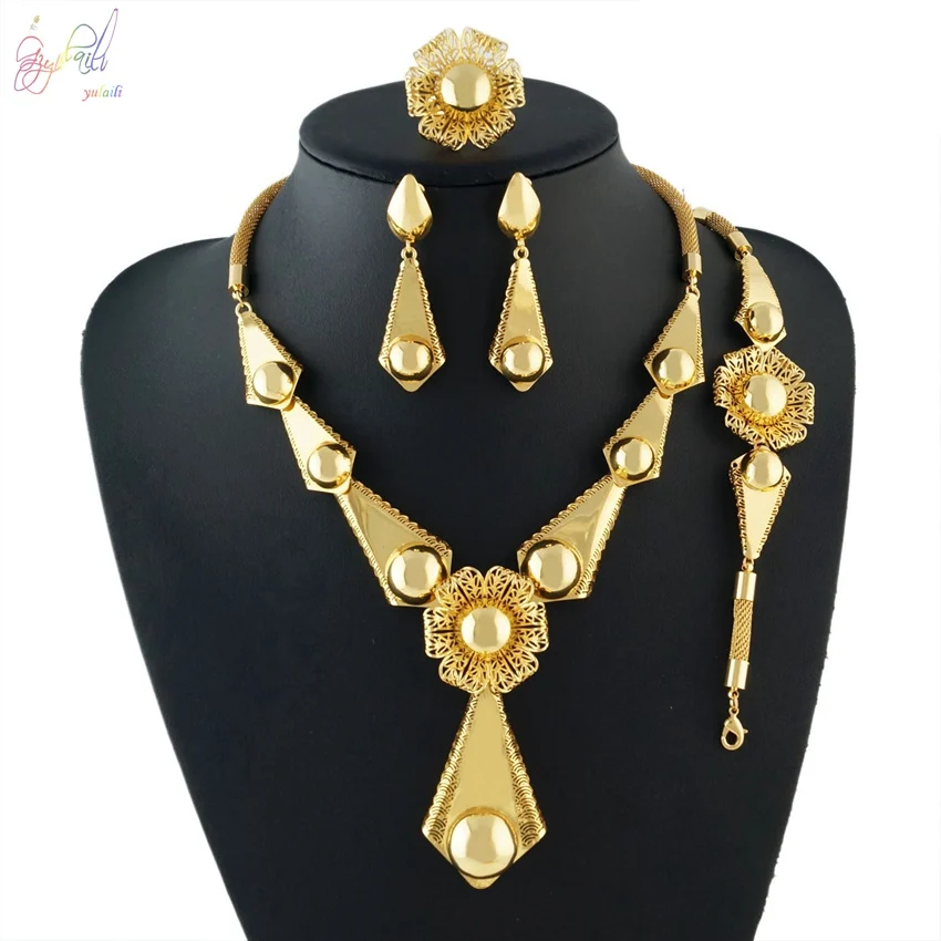

24 Karat Gold Jewellery Sets Online Prom Jewelry Sets Necklace Set, Any color is avaliable