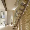 Luxury rubber wooden steps with led lighting staircase designs