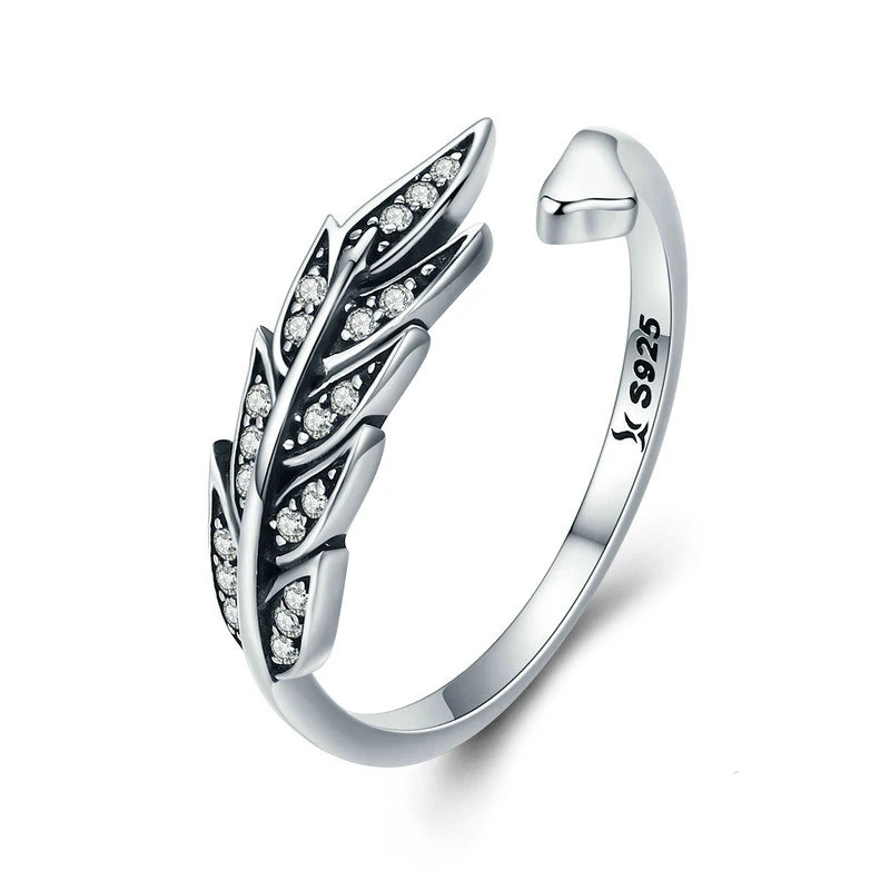 

Feather Wings Adjustable Jewelry Gift Girlfriend Silver Finger Ring 925 Sterling