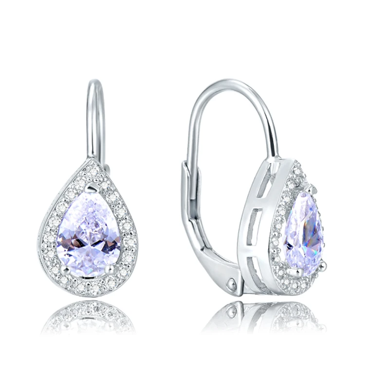 

POLIVA Special Gemstone Jewelry Dangle Earring Dulhan Simply Design 18K White Gold Plated 925 Diamond Crystal Eardrops