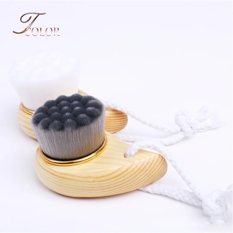 Bamboo Charcoal Cleaning Tool Face Massage Comma Wood Handle Facial Clean Brush