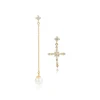 E-731 xuping zirconia long and short fancy design cross 14K gold color drop earrings