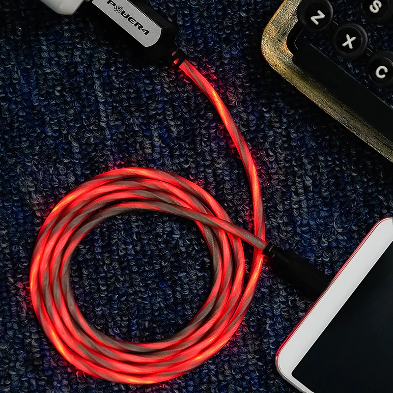 

LED Visible Flowing Light Charger Charging Data USB Cable For iPhone, Blue/red/green
