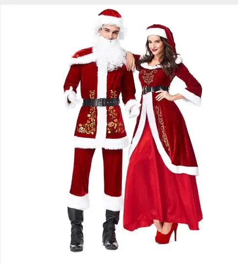 

ecowalson Full Set Of Christmas Costumes Santa Claus For Adults Red Christmas Clothes Santa Claus Costume