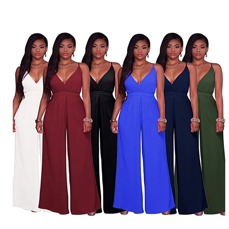 

Fashion Club wear beauty women deep v neck spaghetti strap sexy lady romper OL jumpsuits, N/a