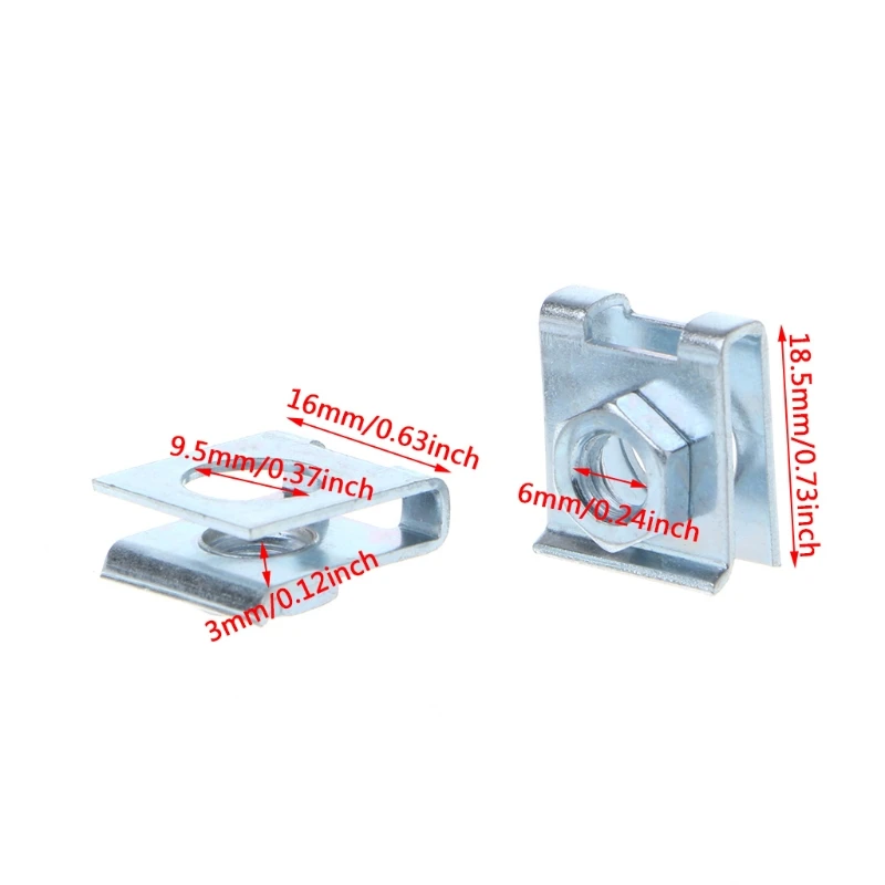 

4 Pcs Universal Car License Plate Fastener Retaining Clip Buckle Metal Screw Nut U-Type Clips Retainer 6mm