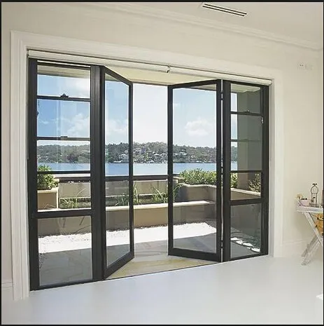 Wood Grain Aluminum Swing Doors , Exterior Glass Swing Door Low E Glazed