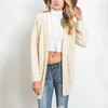 Promotion fashion style winter warm solid color wool ladies chunky cable knitted women cardigan sweater with pockets