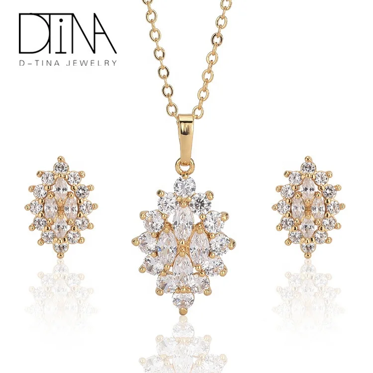 

DTINA ES-0309 Party dress jewelry to participate in wedding jewelry earrings necklace set, Gold color