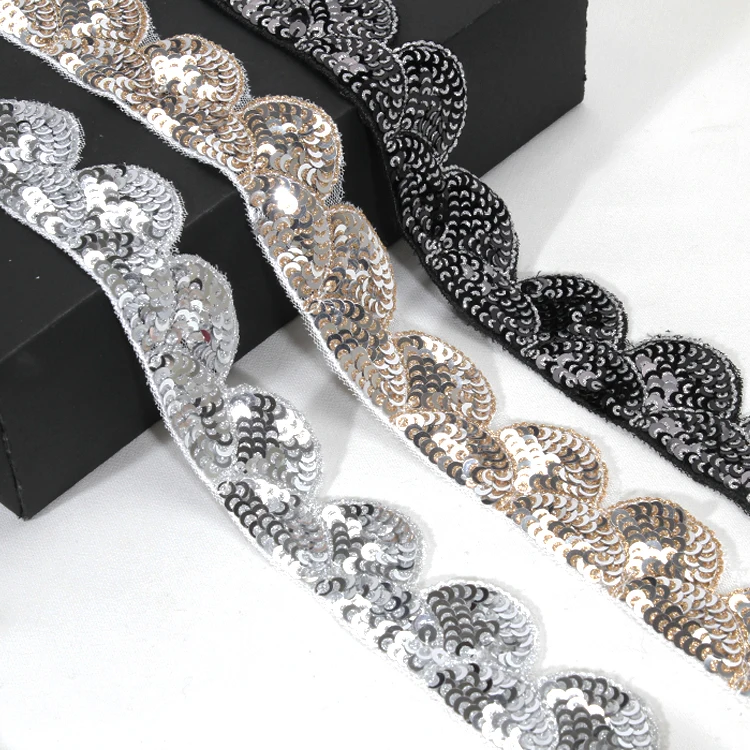 

Handmade Mesh Guipure Lace Base Sequin Decoration Ribbon