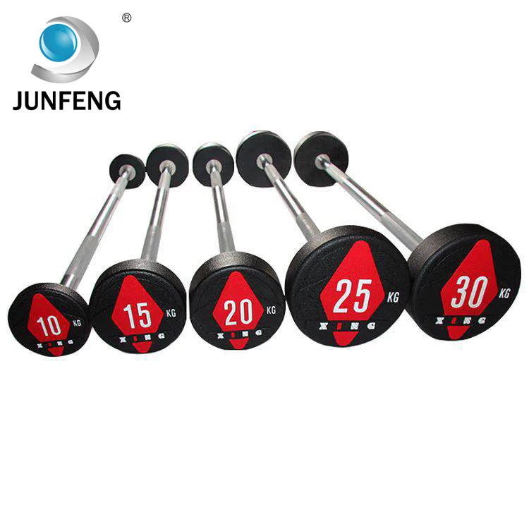 

High quality rubber fixed weight straight barbells dumbbell set, Black