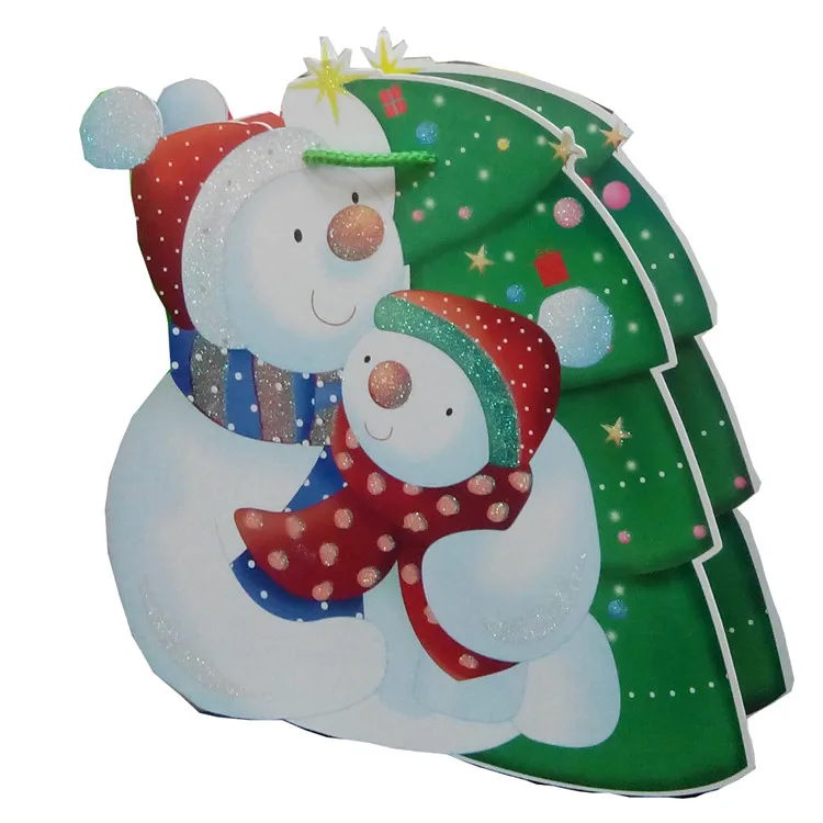 High Quality Decorative Handmade Custom Logo Printing Christmas Paper Gift Bag, Cheap Paper Shopping Bag