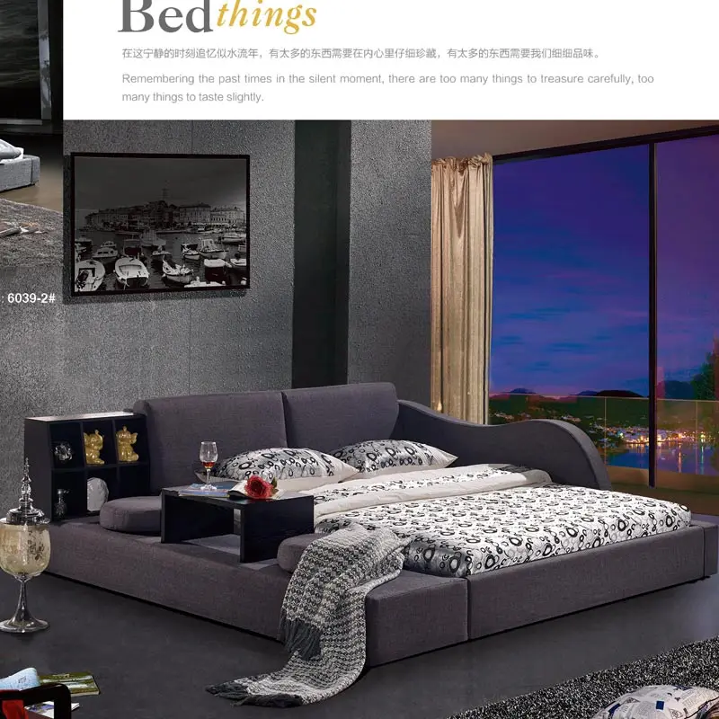 Italian simple fabric bed mattress royal luxury bedroom furniture