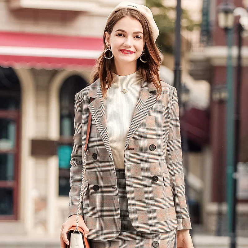 

2018 latest trendy hounds tooth women formal suit autumn blazer, Houndstooth