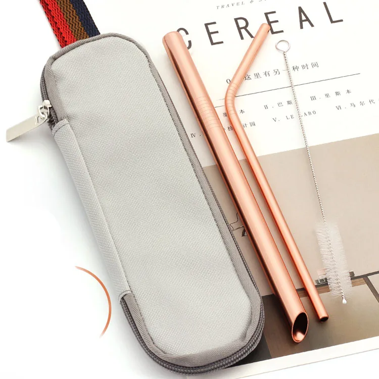 215*12mm Custom Logo Beveled Pipe Boba Metal Smoothie Reusable Straws Angled Tip Bubble Tea Straw With Oblique Incisions