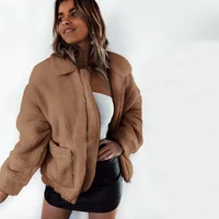 

Ecowalson Women's Fashion Long Sleeve Lapel Zip Up Faux Shearling Shaggy Oversized Coat Jacket with Pockets Warm Winter