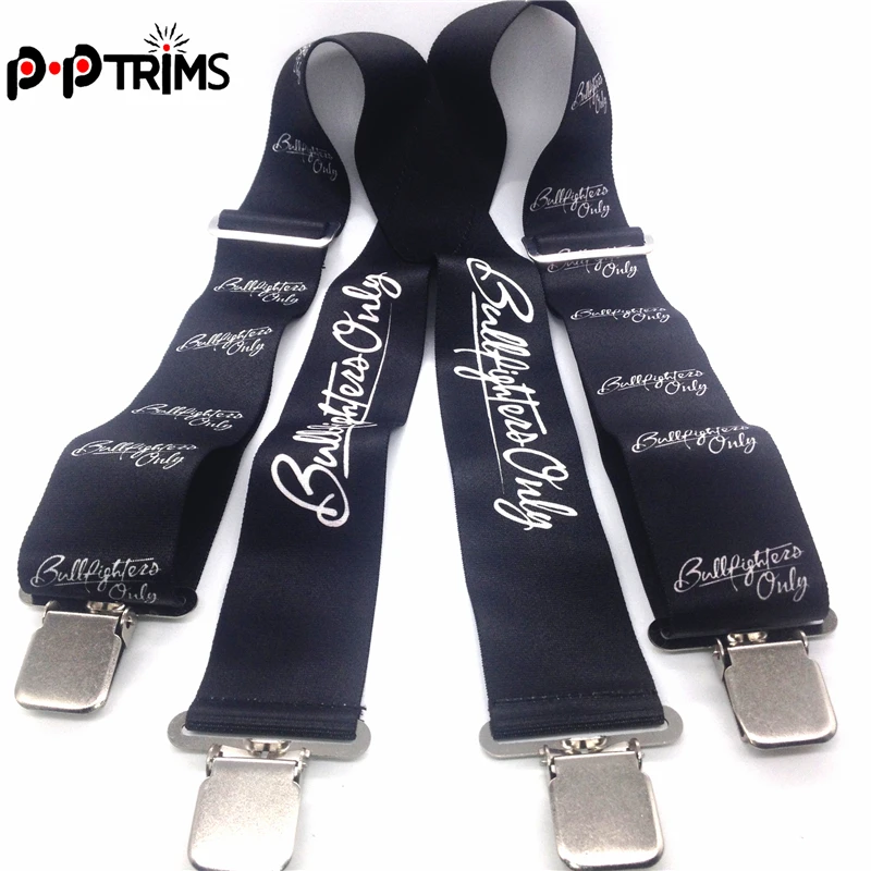 Custom Brand Printed Logo Mens Suspenders 2 Inch Heavy Duty Xback