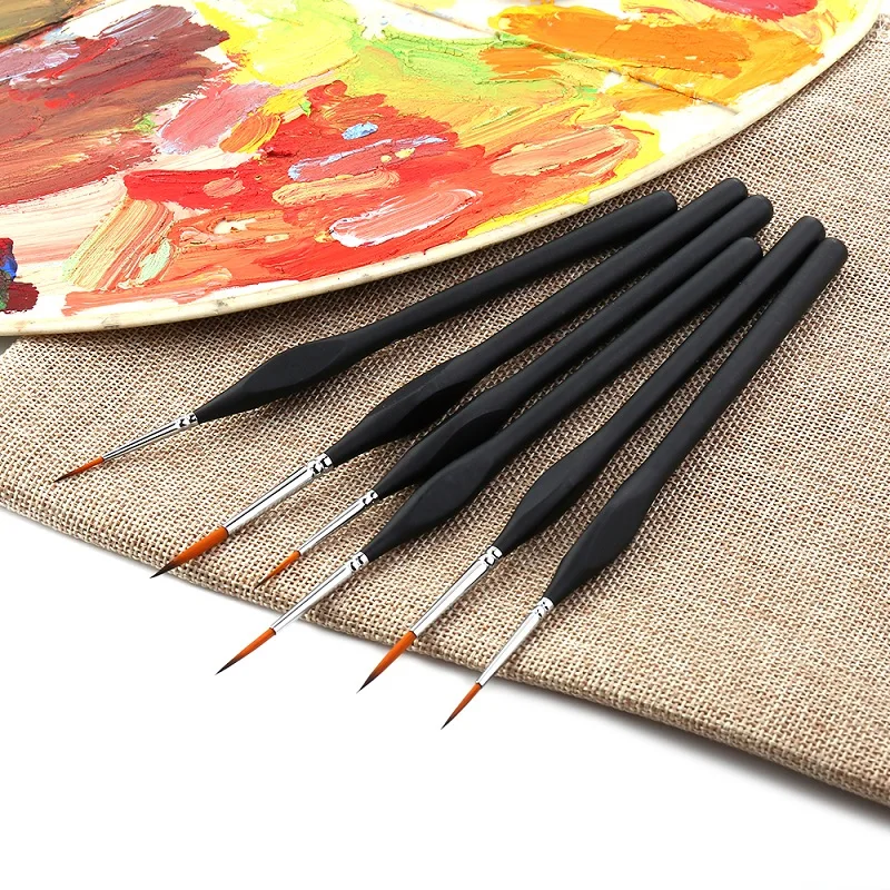 High Quality 6pcs/set Detail Round Synthetic Bristles Oil Acrylic