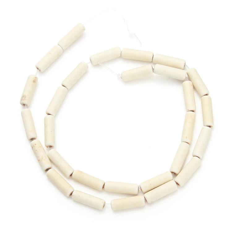 

Hot sell natural stone white turquoise bead chain bamboo tube turquoise agate beads for bracelet necklace jewelry making
