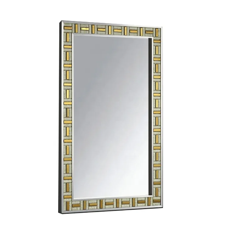 

Stainless Steel Frame Rectangle Glass Luxury Wall Mosaic Mirror
