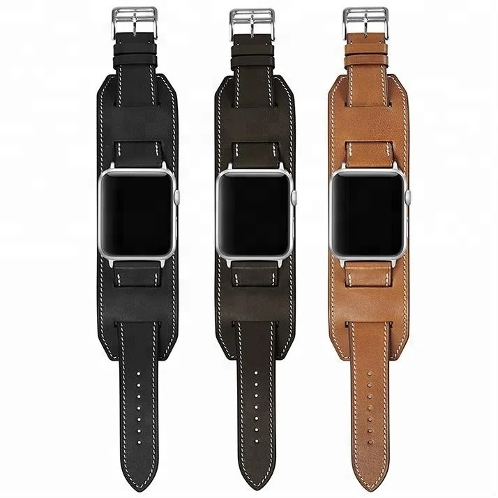 

Wholesale Handmade Genuine France Calf Leather Watch Strap Bracelet Watch Band for 42mm 44mm Apple Watch band