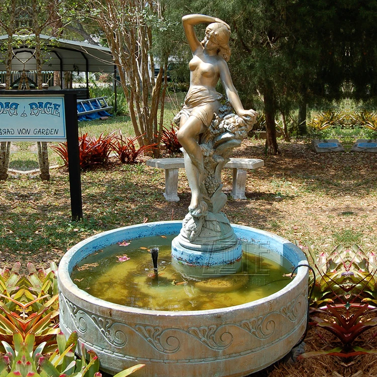 Factory Supply garden decoration bronze lady pouring water fountain.