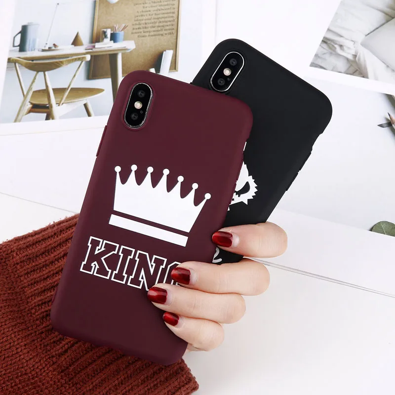 

King Queen Crown Phone Case For iphone XR XS Max X 8 7 6 Plus Case Fashion Stylish Soft TPU Cover For ip 5 SE