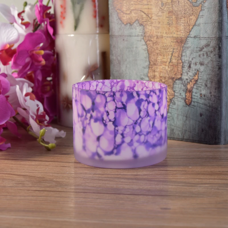Colorful sprayed glass candle container home decor wholesale