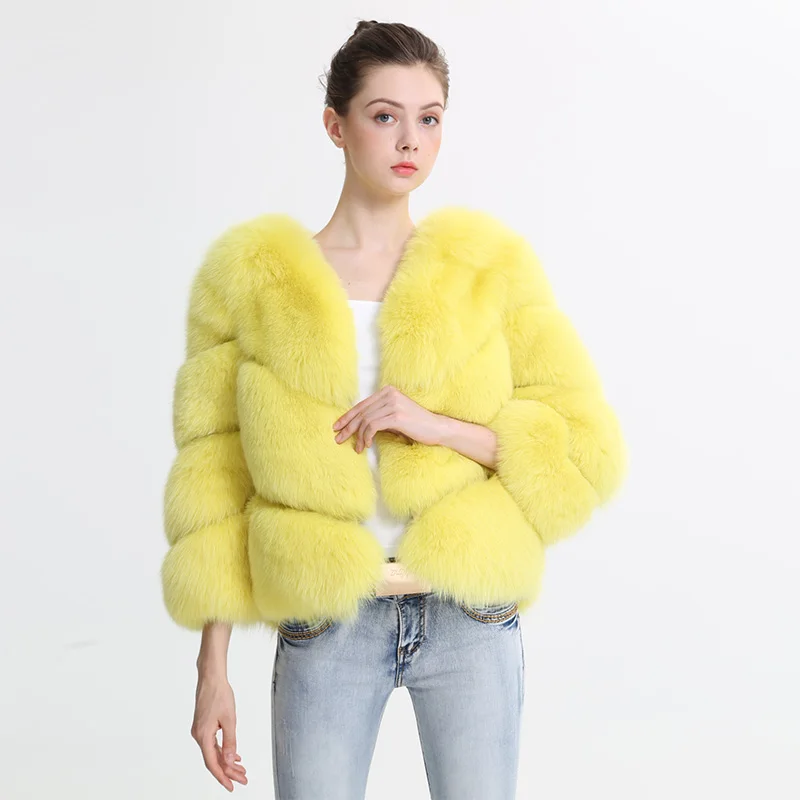 

Factory Supply Fashion Women Winter Real Fox Fur Coat Outerwear Natural Fur Wholesale Coat Women Fox Fur