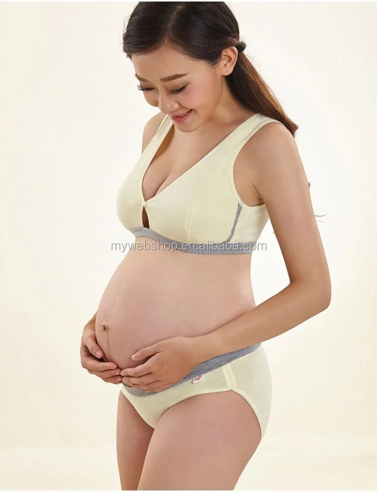 Cotton Open Front Button Bamboo Charcoal Maternity Bra And Panty Set No