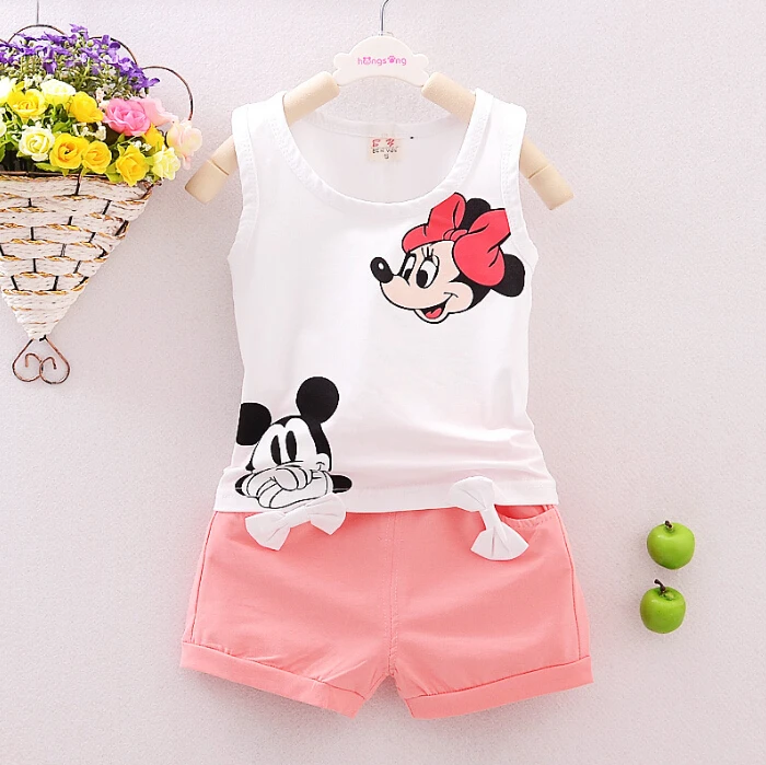 

Vest Top + Shorts Pants Set Clothes Girl Outfits 1 2 3 4 Years Summer 2PCS Kids Baby Girls Clothes Sets Cute Cartoon