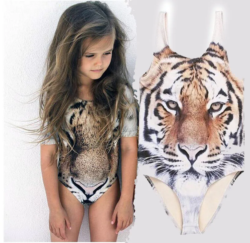 

Fashion Baby Girl Swimwear One Piece Baby Beachwear Tiger Printed Kid Girls Swimsuit