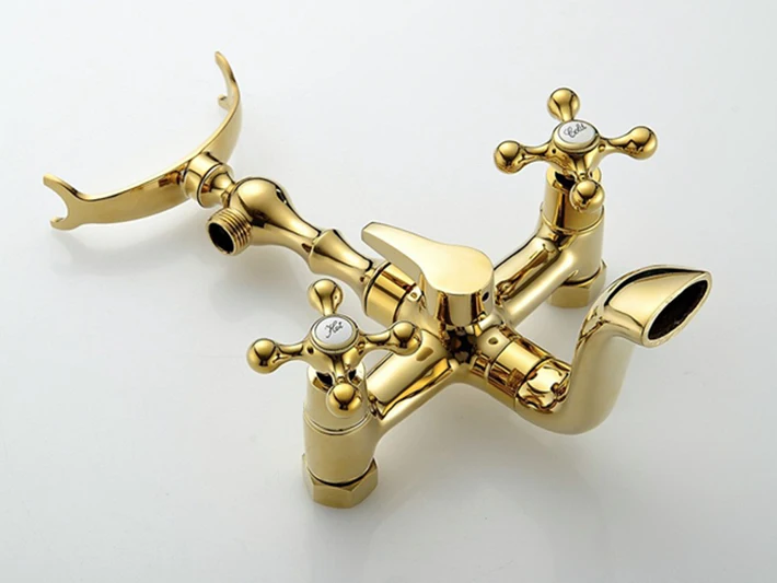 Fapully Wall Mount Diverter gold bath phone holder Tub & Shower Faucet for the bathroom