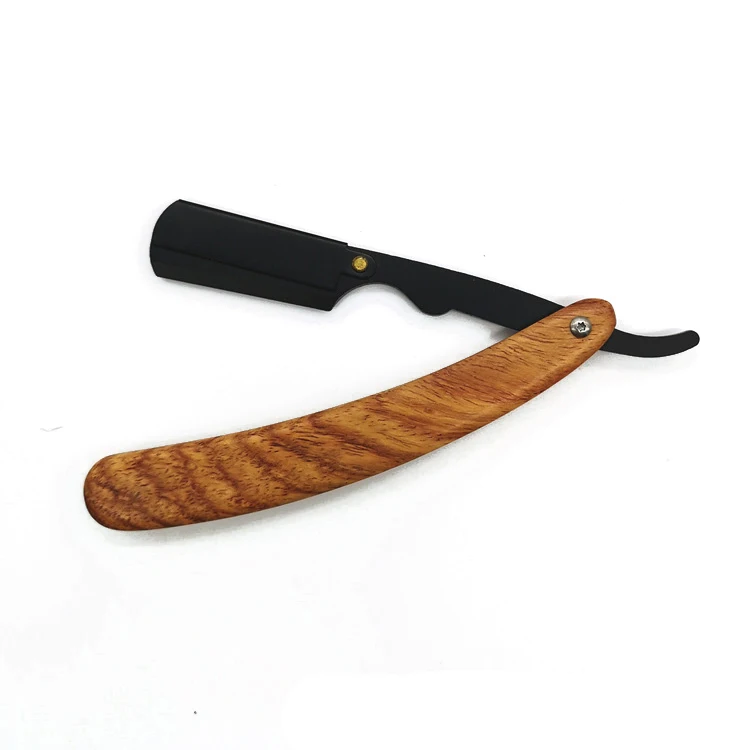 

OEM logo wooden handle barber beard shaving straight razor, Picture show