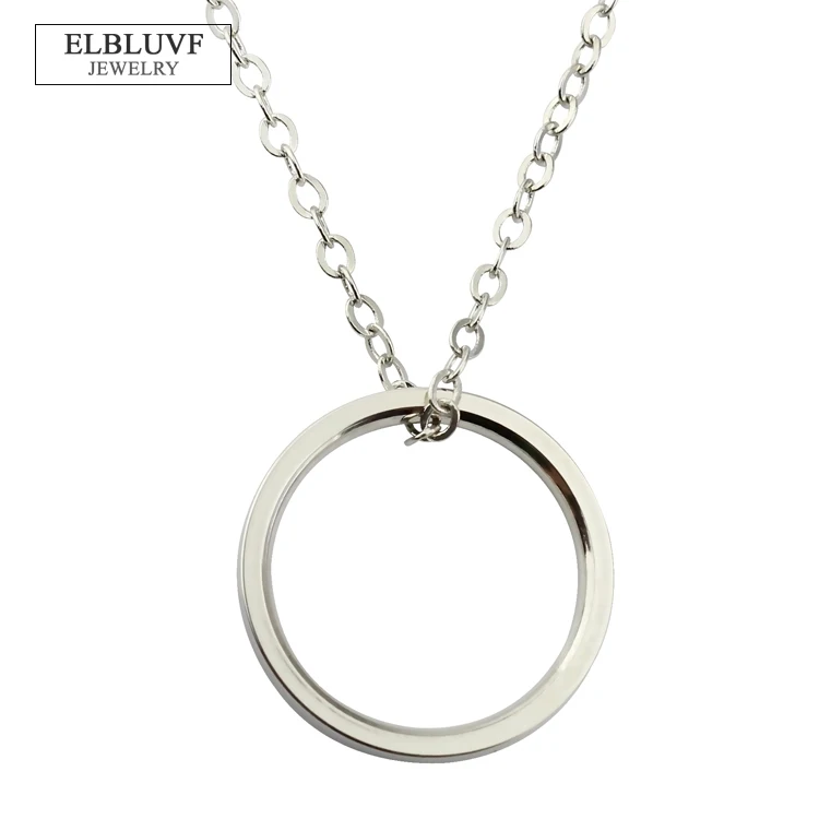 

ELBLUVF Stainless Steel Handmade Forever Circle Karma Pendant Necklace Eternity Infinity Jewelry, Silver