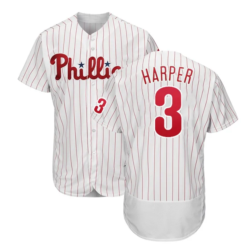

Phillies Bryce Harper 3 Embroidery Logos Uniform Shirts Baseball Jersey Custom