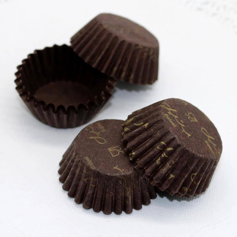
Hot Sale Party Cheap Cupcake Liners Molds Print Brown Paper Cupcake Liners 