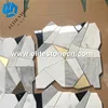 custom new fashion bathroom floor design brass inlay waterjet marble tile mosaic pattern