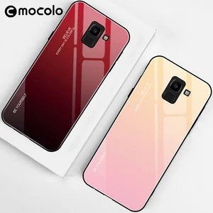 OEM Custom design gradient color tempered glass cell phone case For Samsung J6 2018