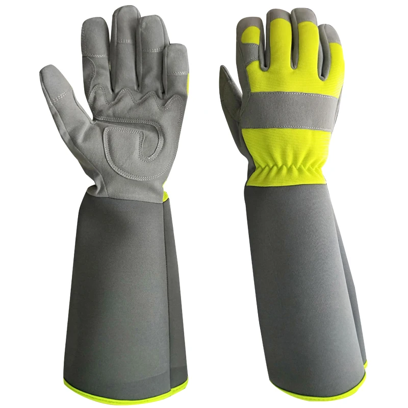 

Hi-Viz Long Sleeve Flexible Work Gloves Durable Padded Anti Abrasion Garden Gloves, Green