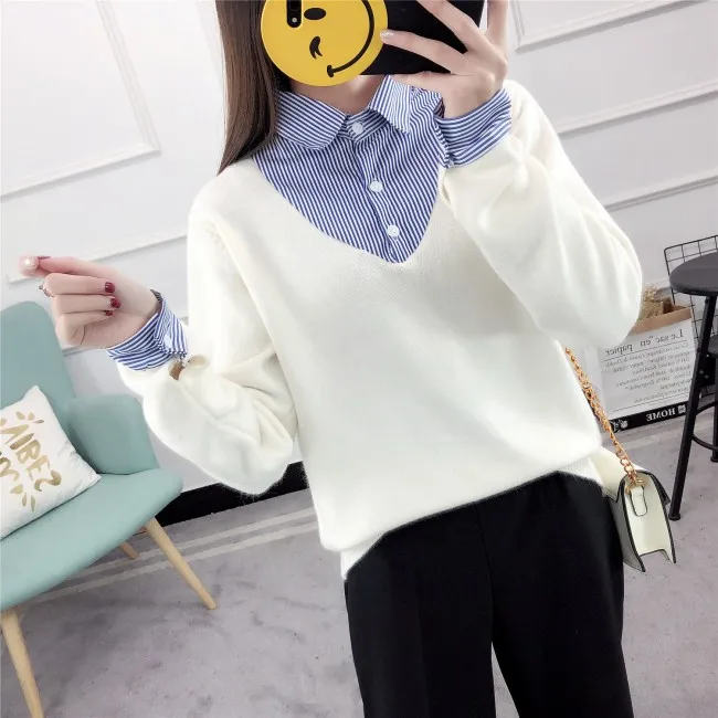 hot sale pink lady shirt collar custom fit women sweater