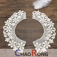 

CRN 14163 OEM flower crochet cotton white neck lace embroidered collars