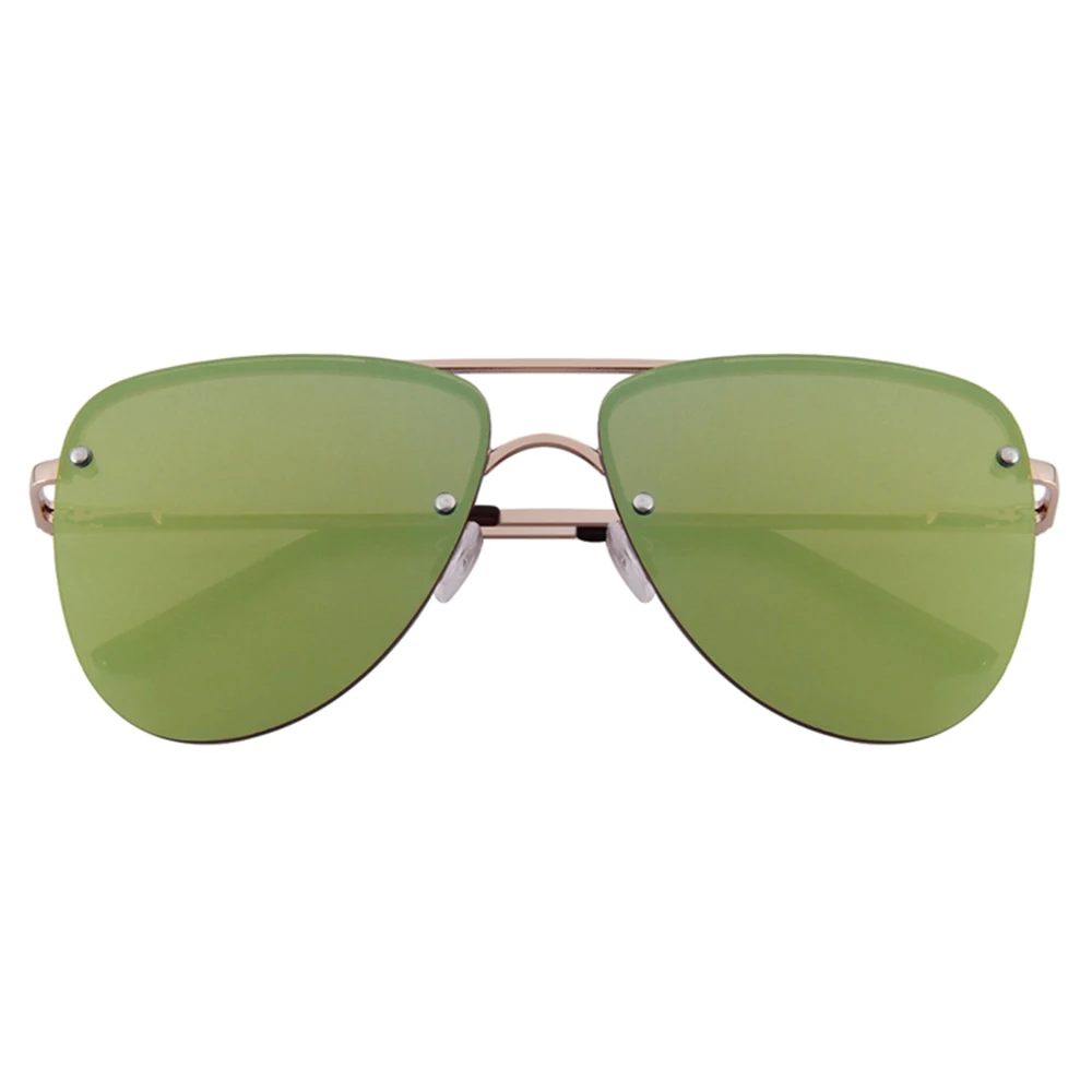 

men oversized rimless flat mirror metal sunglasses