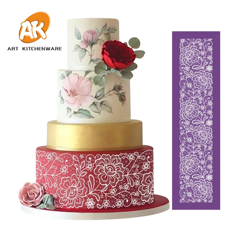 

AK Fondant Cake Decorating Safe for Food tools Flower Airbrush Tools Wedding Birthday Cake Decorations Mesh Stencils Sets