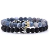 Wholesale fashion men women crown bead bracelet natural stone