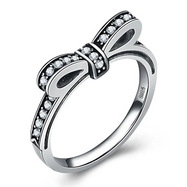 

High Quality Silver Color Rings for Women Bow Tie Rings Jewelry Wedding Party Female Finger Rings